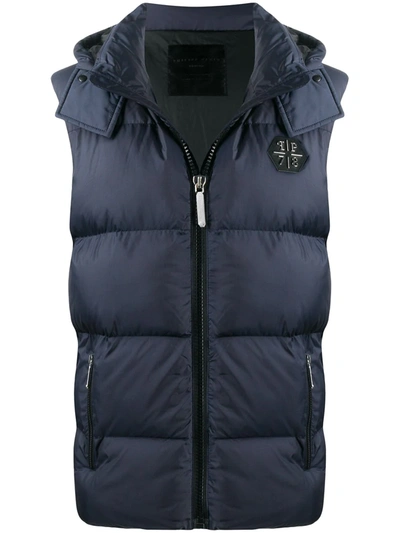 Philipp Plein Puffer Gilet In Blue