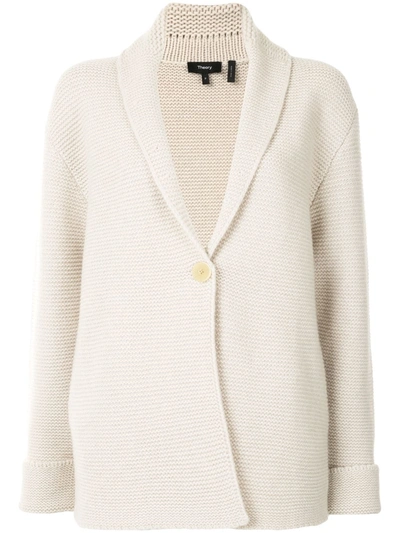 Theory Knitted Cotton Cardigan In White