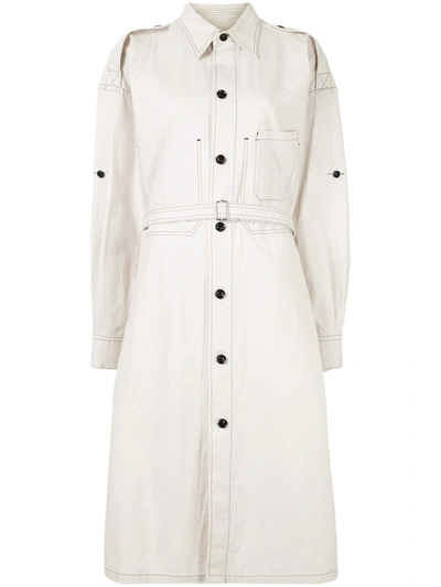 Y's Flared Shirt Dress In White