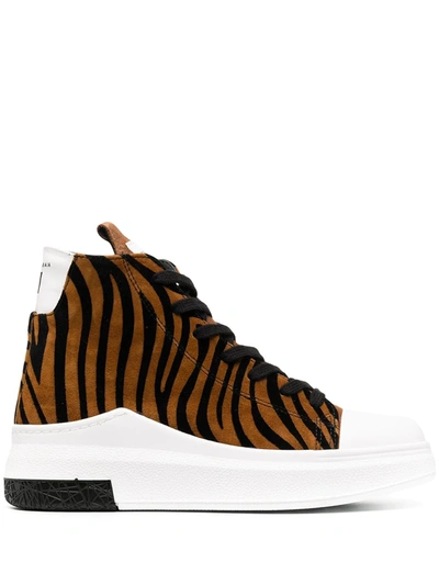 Cinzia Araia Zebra Print Hi-top Sneakers In Brown