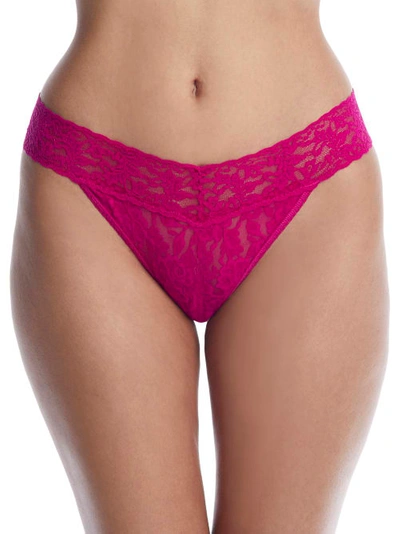 Hanky Panky Plus Size Signature Lace Original Rise Thong In Pink Ruby