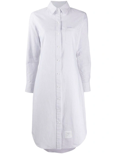 Thom Browne University-stripe Oxford Shirt Dress In White