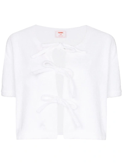 Terry Tie-front Boxy-fit Top In White