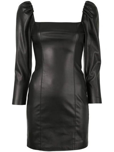 Alice And Olivia Frances Faux Leather Dress In Black