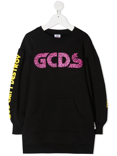 Gcds Kids' Oversized Logo Sweatshirt In Black