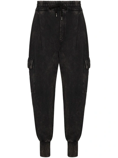 Dolce & Gabbana S9000 Variante Abbinata Acid Wash Cargo Sweatpants In Black