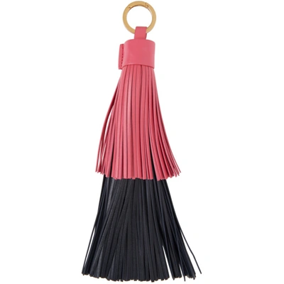 Bottega Veneta Navy & Pink Fringe Keychain In 6606 Lolli