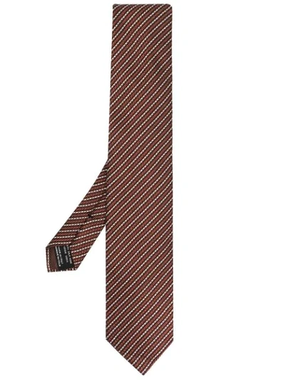 Tom Ford Diagonal-stripe Silk Tie In Brown