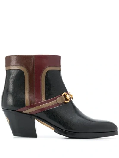 Gucci Horsebit Panelled 60mm Ankle Boots In Black