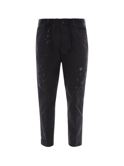 Dsquared2 Distressed Cropped Trousers In Black