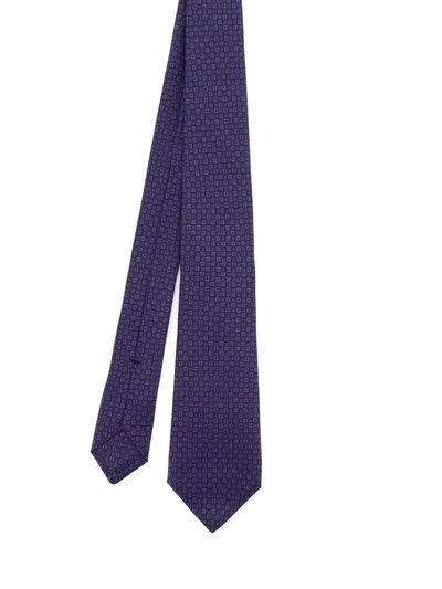 Kiton Patterned Silk Tie In Purple