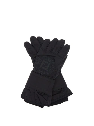 Fendi Ff-logo Leather-panelled Ski Gloves In Noir
