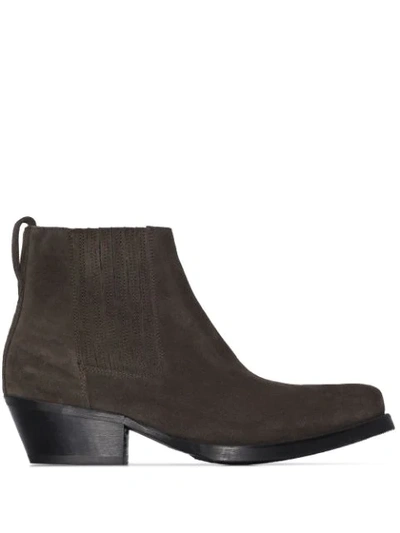 Our Legacy Cuban Suede Heeled Ankle Boots In Brown