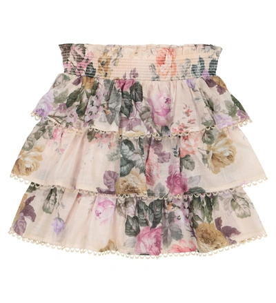 Zimmermann Kids' Brighton Floral Cotton Voile Miniskirt In Multicoloured