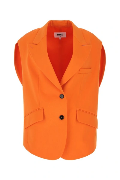 Mm6 Maison Margiela Circle Sleeveless Blazer In Orange