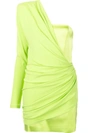 Gauge81 Saratov Lime One-shoulder Mini Dress In Green