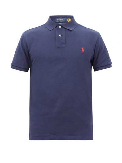 Polo Ralph Lauren Logo-embroidered Cotton-piqué Polo Shirt In Navy