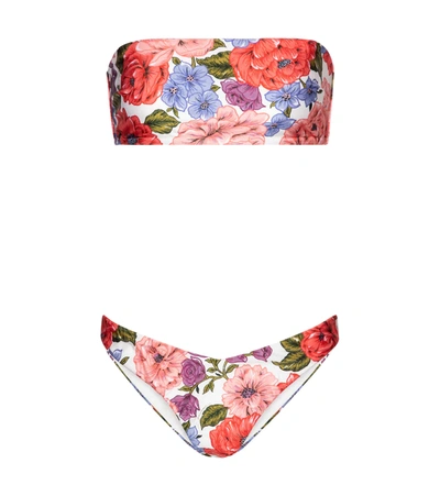 Zimmermann Poppy Floral-print Jersey Bandeau Bikini In Multicolour