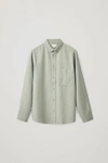 Cos Button-down Cotton-lyocell Shirt In Green