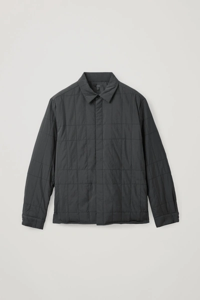 Cos Quilted Overshirt In Black