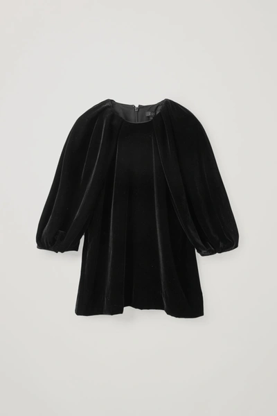 Cos Velvet Puff-sleeved Top In Black