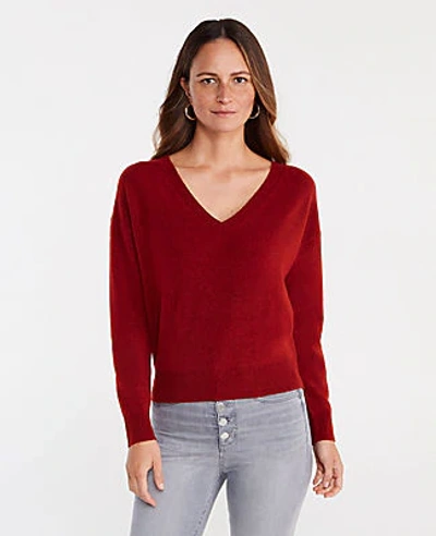 Ann Taylor Drop Shoulder V-neck Sweater In Exotic Ruby