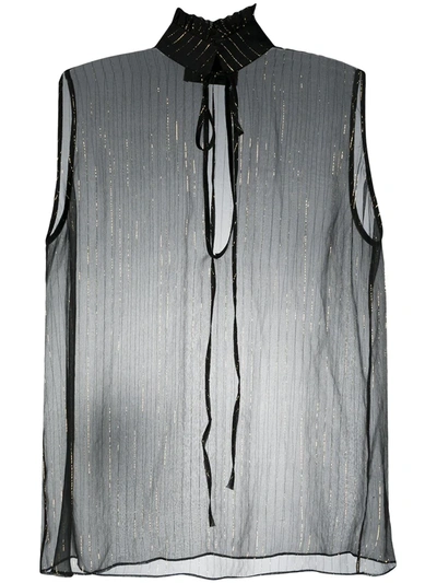 Philipp Plein Metallic Stripe Blouse In Black