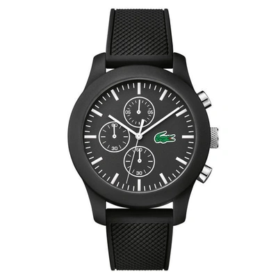 Lacoste Unisex Chronograph 12.12 Black Silicone Strap Watch 44mm 2010821