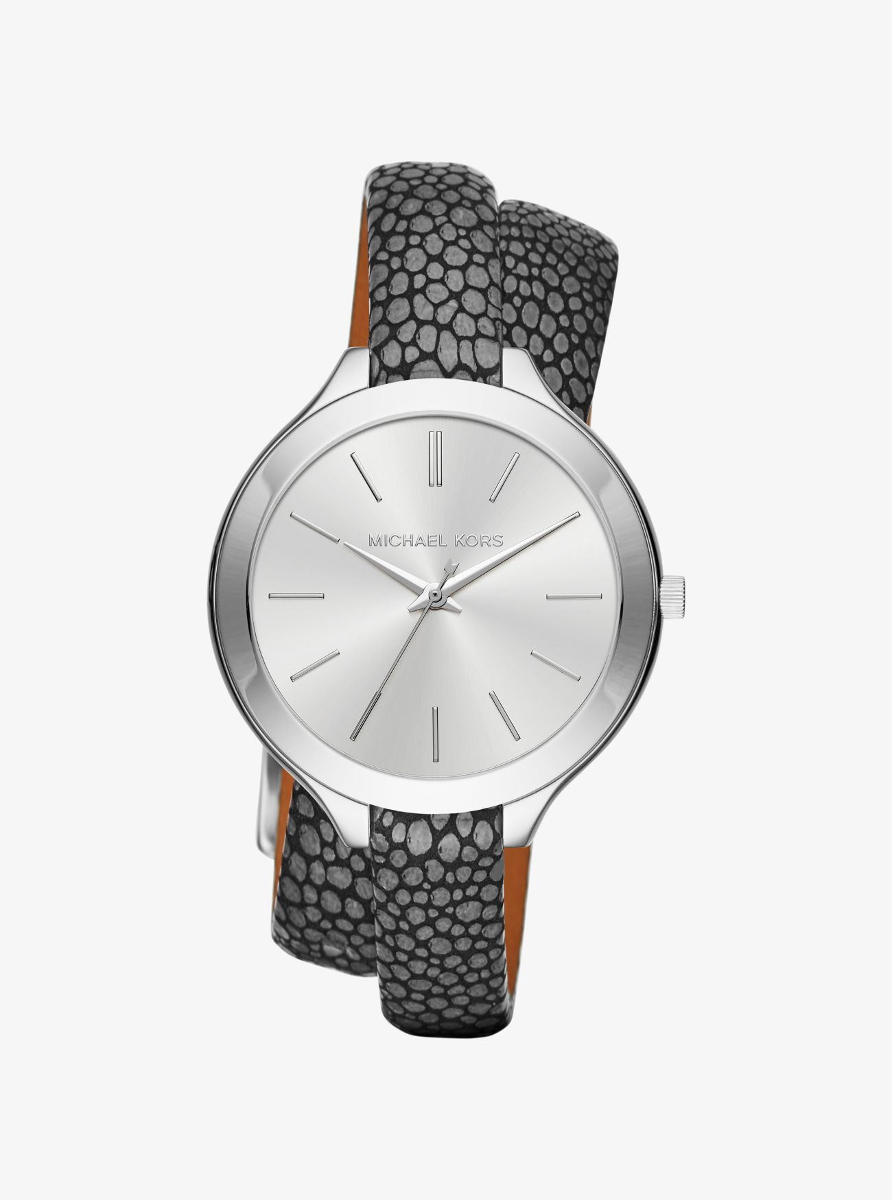 Michael Kors Slim Runway Silver-tone And Leather Wrap Watch | ModeSens
