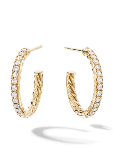 David Yurman 18kt Yellow Gold Pavé Diamond Hoop Earrings