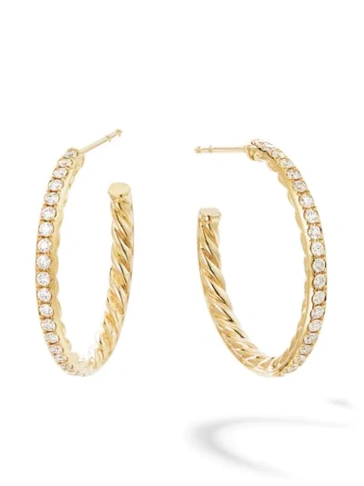 David Yurman 18kt Yellow Gold Pavé Diamond Hoop Earrings (25.4mm)