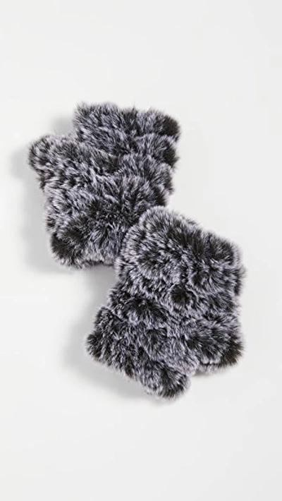 Jocelyn Snowtop Faux Fur Knitted Mandy Mittens In Gray