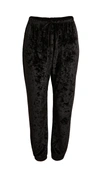 Onzie Cropped Drawstring Velvet Sweatpants In Black Crushed Vel