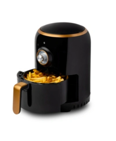 Aria Teflon-free Ceramic 2-qt. Retro Air Fryer In Black With Gold Accents