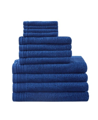 Intelligent Design 510 Design Big Bundle Cotton 12-pc. Towel Set Bedding In Navy