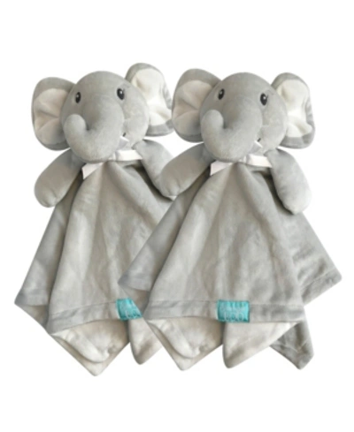 Happycare Textiles Snoogie Boo 2-pack Lovey And Security Blanket With Stuffed Animal Style, 18" X 18" Bedding In Silver
