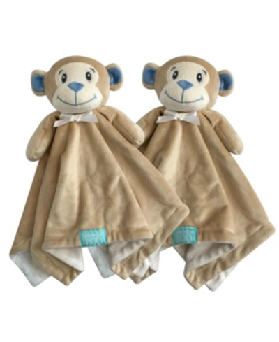 Happycare Textiles Snoogie Boo 2-pack Lovey And Security Blanket With Stuffed Animal Style, 18" X 18" Bedding In Light Brown