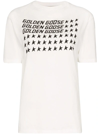 Golden Goose T-shirt Mit Flaggen-print In White