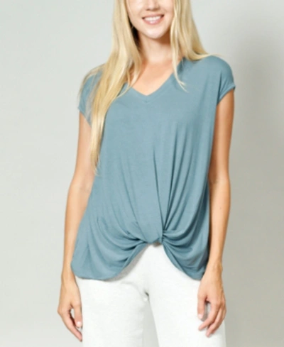 Coin 1804 Women's V-neck Twist Front T-shirt In Hunter Green