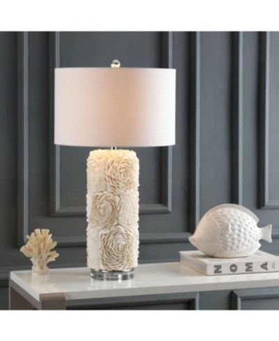 Jonathan Y Rosette Seashell, Resin, Crystal Led Table Lamp In White