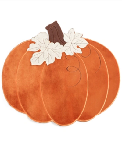 Elrene Closeout!  Velvet Pumpkin Placemat In Orange