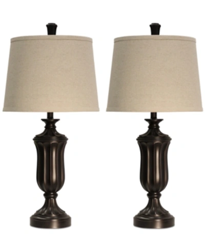 Stylecraft Set Of 2 Madison Round Table Lamps In Bronze