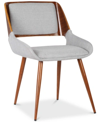 Armen Living Panda Mid-century Dining Chair In Walnut Finish And Brown Fabric In Gray