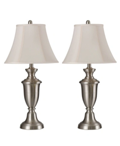 Stylecraft Softback Silk Fabric Shade Table Lamp Set, Pack Of 2 In Silver-tone