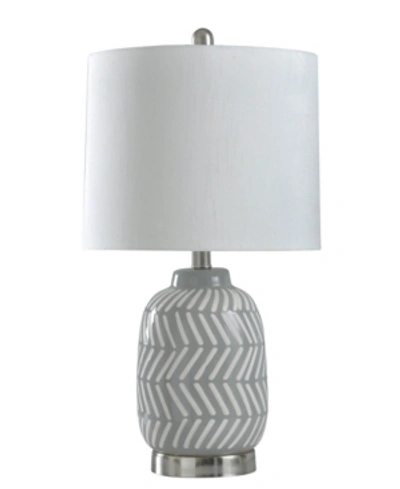 Stylecraft Ceramic And Metal Table Lamp With Round Hardback Shade In Gray