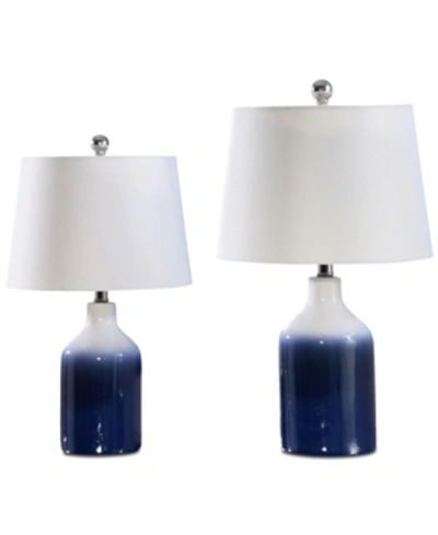 Abbyson Living Set Of 2 Evia Blue Table Lamps