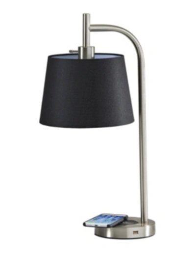 Adesso Drake Wireless Charging Table Lamp In Black