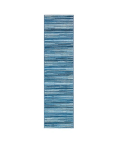 Liora Manne Marina Stripes 1'11" X 7'6" Runner Rug In Bluestone