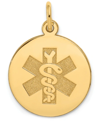 Macy's Medical Info Disc Charm Pendant In 14k Gold In Yellow Gold