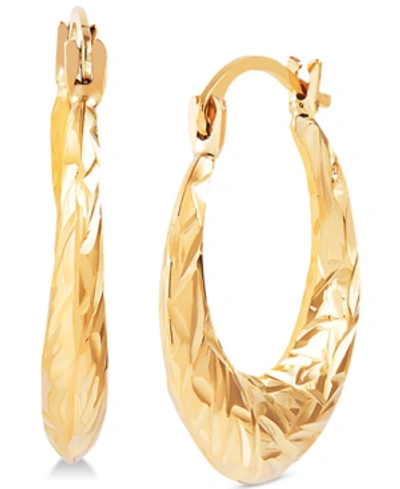 Macy's Small Textured Hoop Earrings In 14k Gold